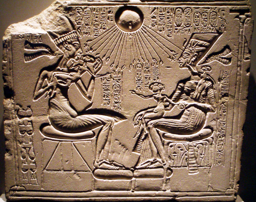 Pharaoh Akhenaten and Nefertiti with their Children